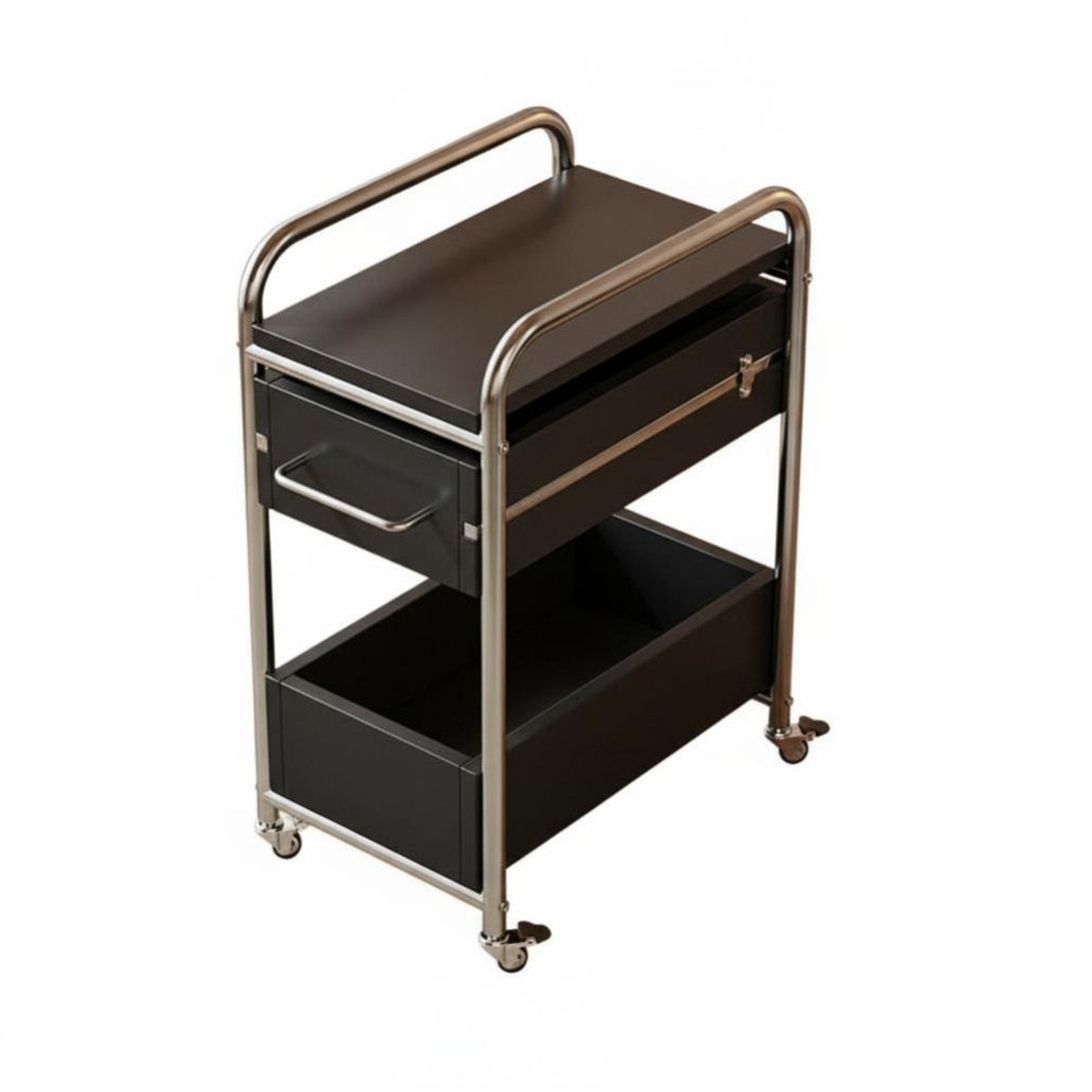2-Tier Rolling Trolley Multi-Functional 2-Tier Rolling Stand adjustable