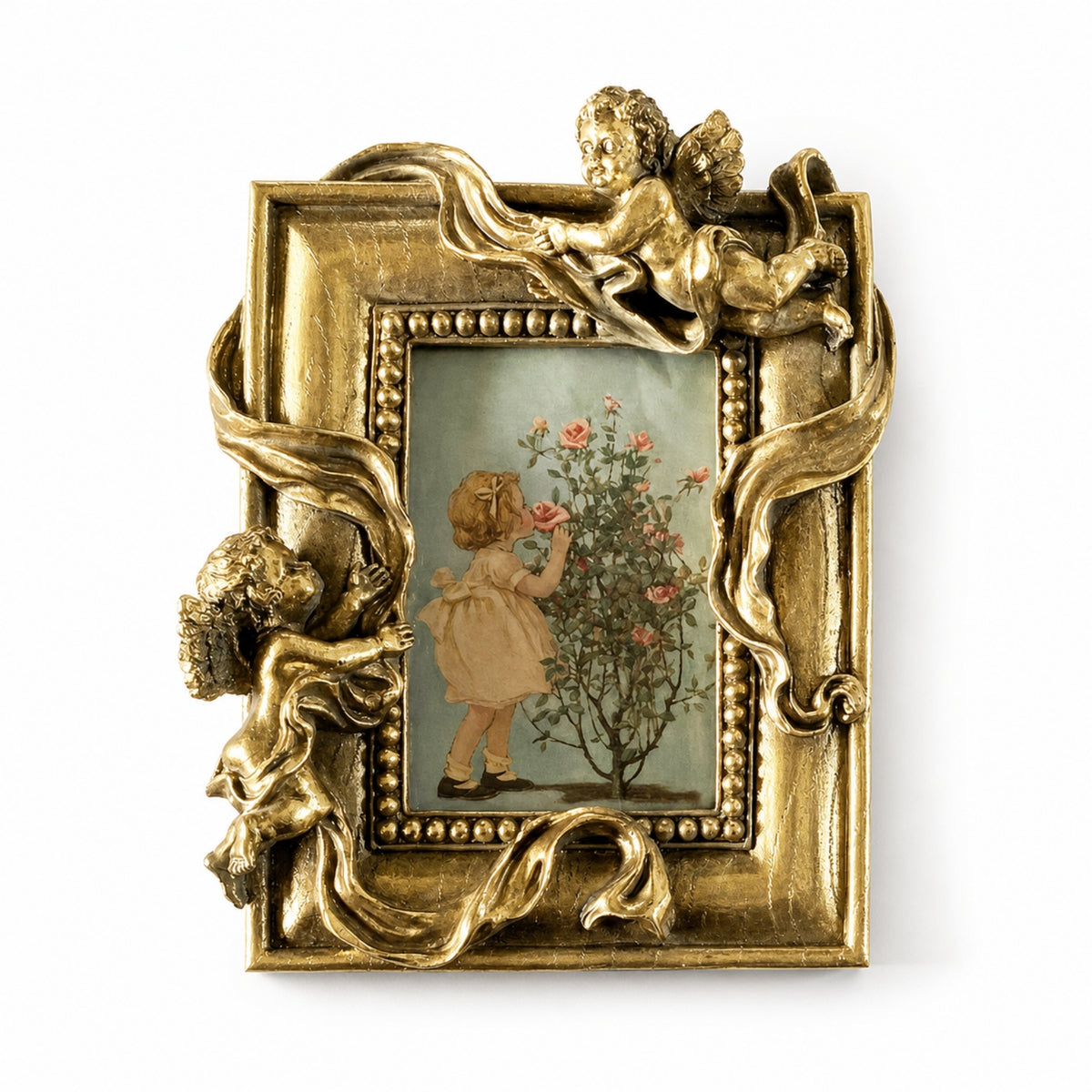 Photo Frame with Angel Figures Ornate Angel Frame Intricate for Entryway