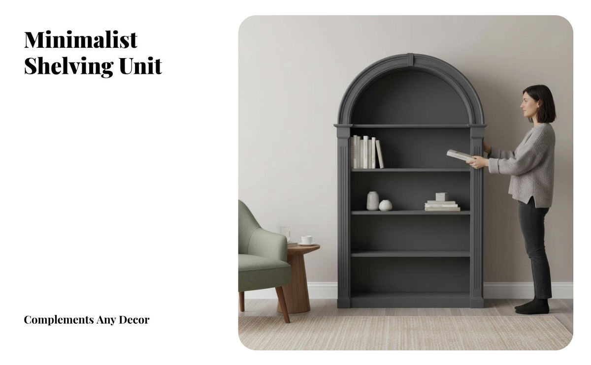 French Design Arched Top Display Cabinet Retro Design Arched Hutch Freestanding Bookcase Multi-Functional for Interior Decorators, Apartment Dwellers, Living Room, Home Office, Bedroom, Entryway