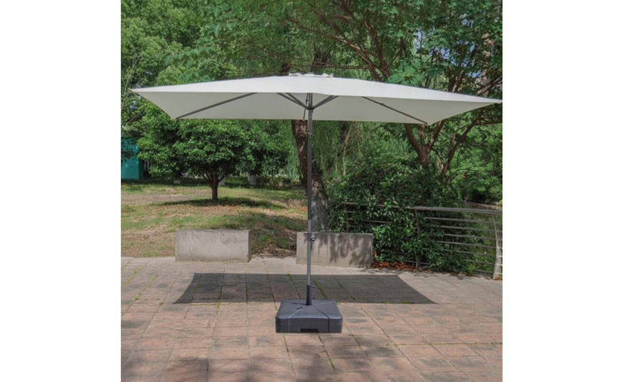 Rectangular Patio Umbrella Tilting Umbrella with Water Base Adjustable Height for Garden, Balcony, Market Stall