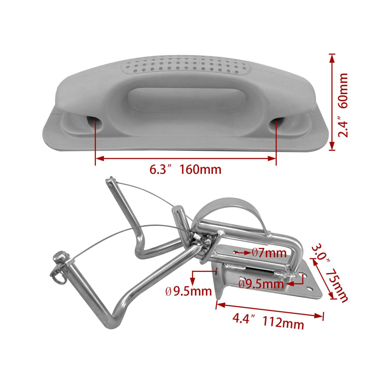 Boat Hinge Bracket Set Heavy Duty Marine Support Bracket Kit Polished Finish Stainless Steel Boat Mount for Yacht Owners, Dock Use
