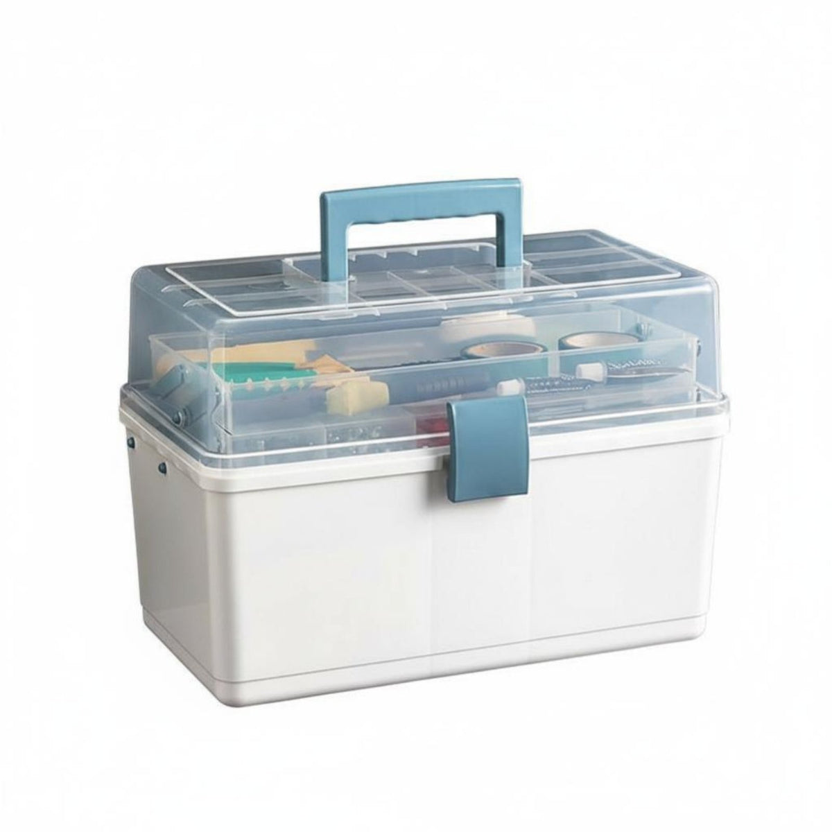 3-Tier Folding Tool Case Transparent Lid 3-Tier Cantilever Toolbox Sturdy