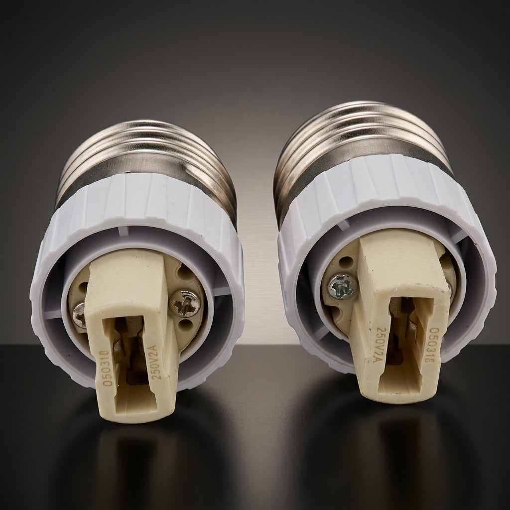 3A Rated E27 to 9mm Two-Pin Base Light Fixture Adapter, Flame Retardant PC LED Bulb Adapter, 54mm Ceramic Base Converter Lamp
