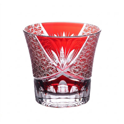 Kiriko-style Crystal Whiskey Glass, Green Dragon Eye Cut