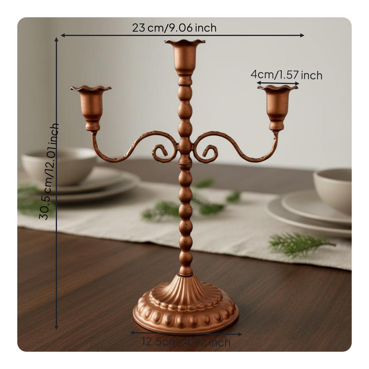 Vintage Metal Candelabra Ornamental Centerpiece Antique Bronze Candle Holder