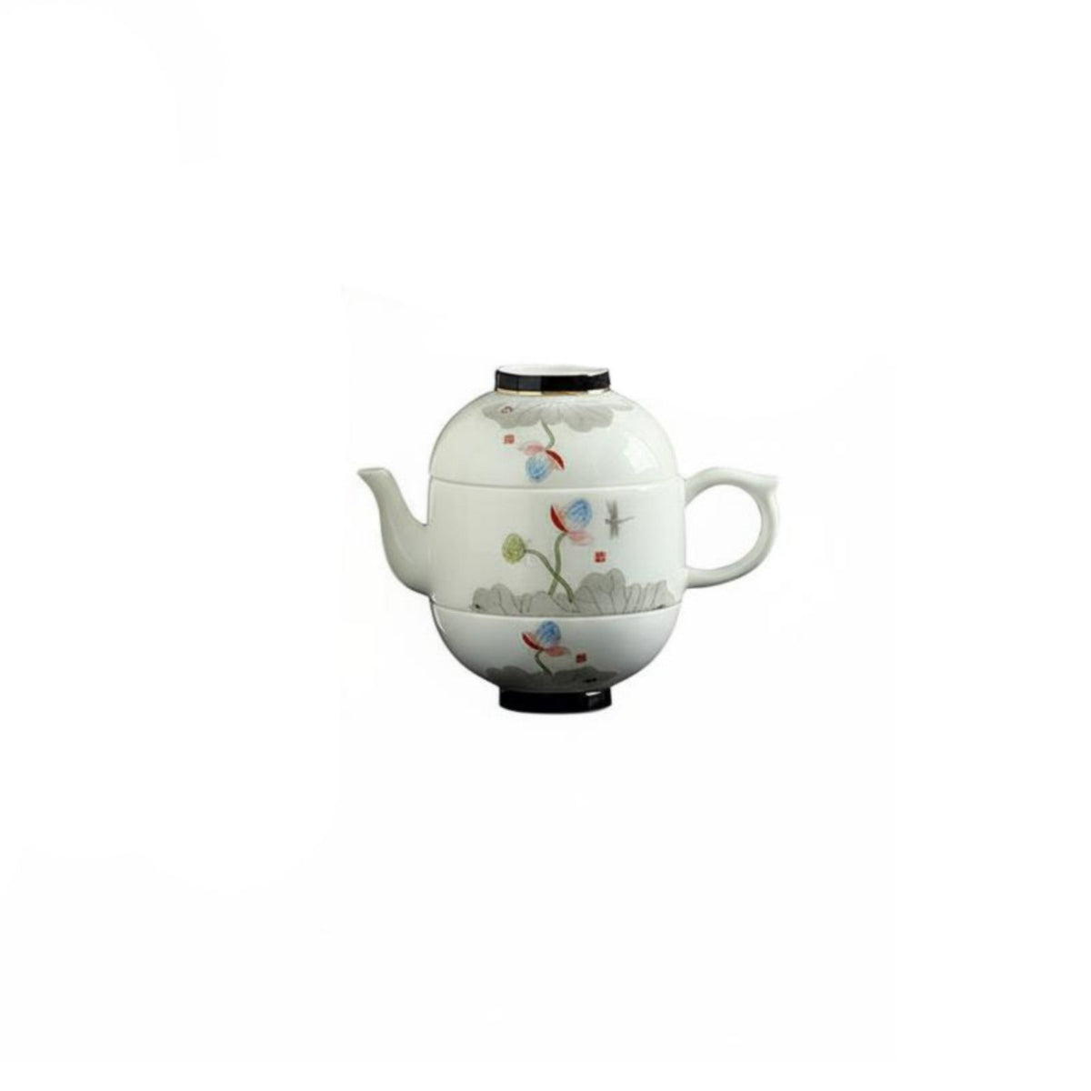 4 Pieces Portable Travel Tea Set Compact Teapot with 2 Cups Set for Travelers