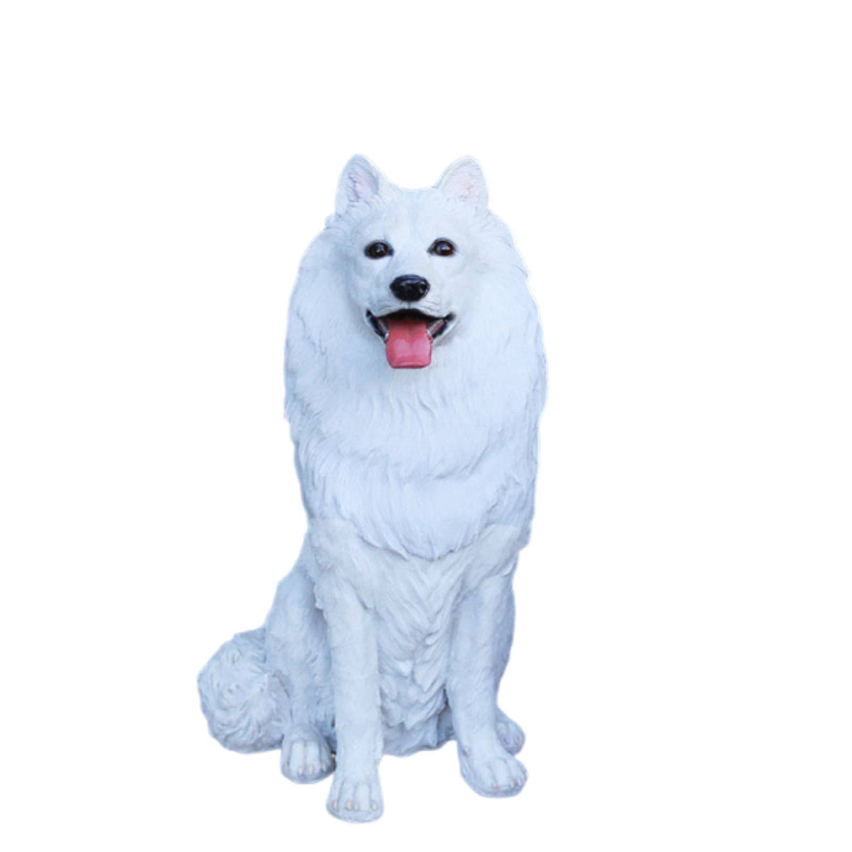 Resin Samoyed Dog Figurine Seated Resin Dog Figurine Adorable Samoyed Sculpture for Entryway