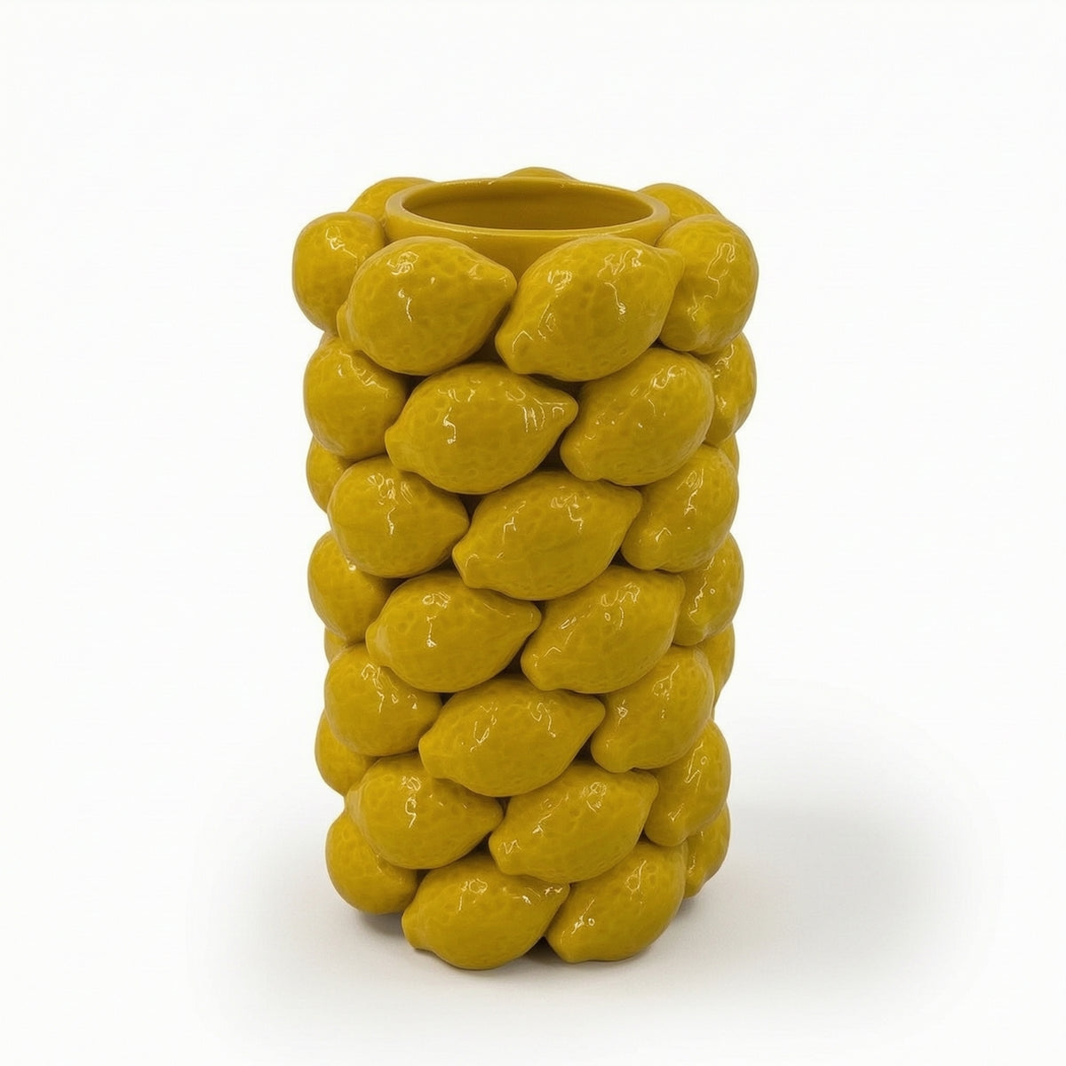 Vase with Lemon Reliefs Citrus-Themed Fruit-Inspired Vase Glossy for Living Room