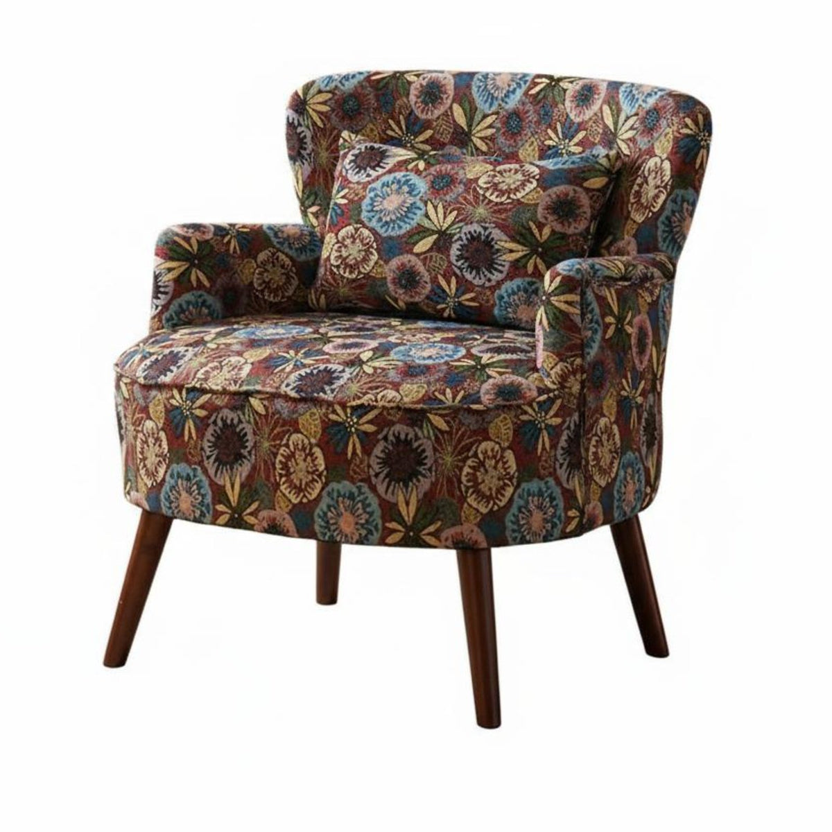 eraless design Floral Print Armchair Vintage Design highlight Chair Comfy and assistanceive Lounge Seating long-finaling Frame for Apartment Dwellers, Interior Decorators, homeowners, Living Room, Bedroom, Balcony, perusing alcove