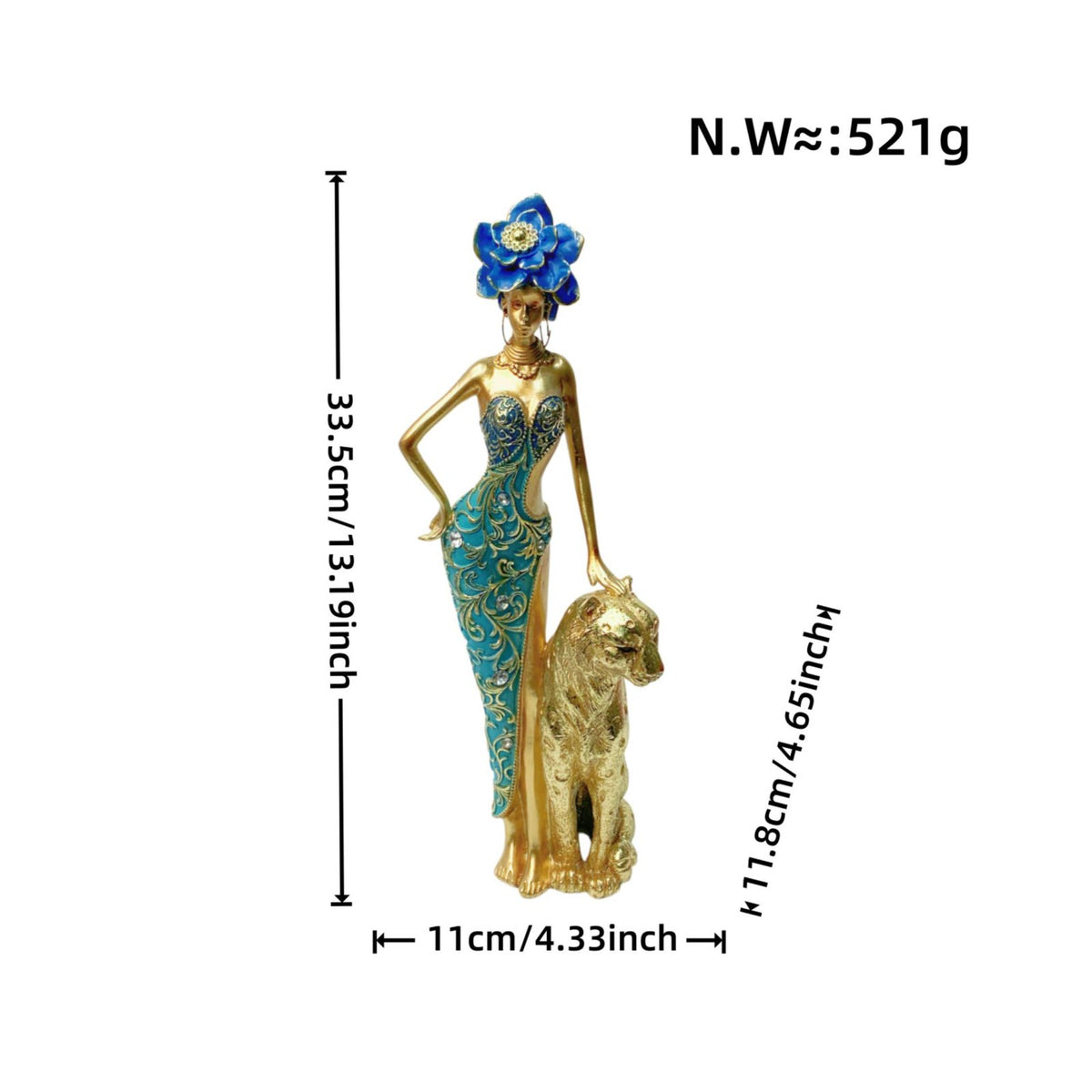 Leopard Lady Figurine Luxury Look African Lady Figurine Gift for Display Shelf