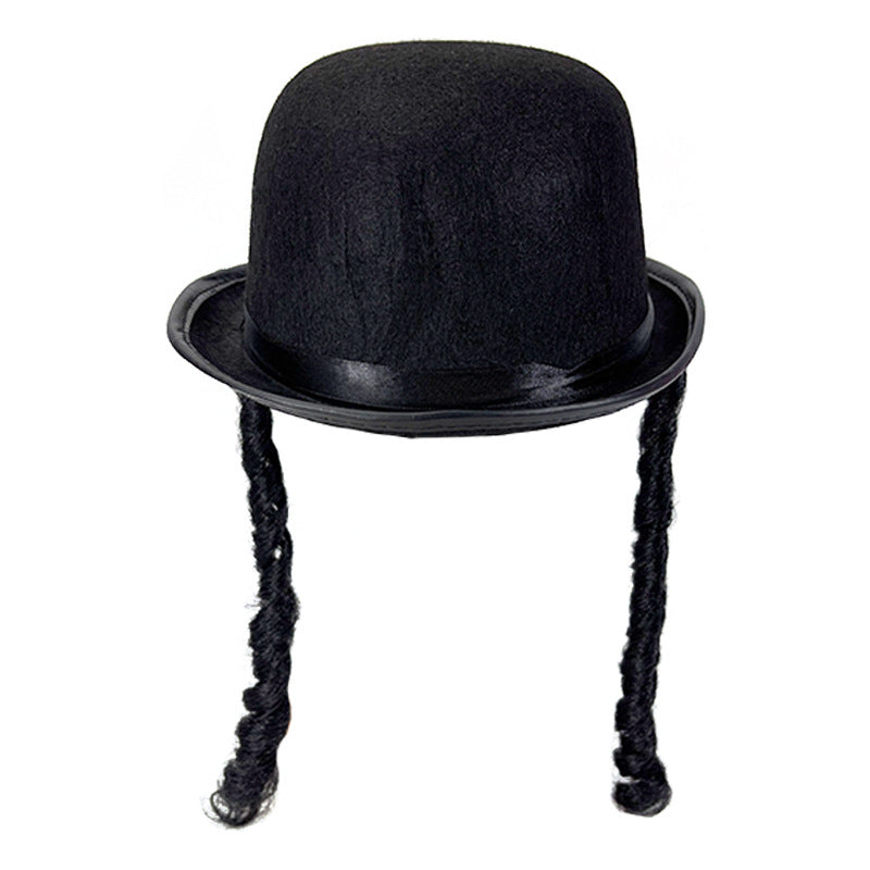 Black Round Braided Hat for Festive Parties, Unisex Adult Party Hat