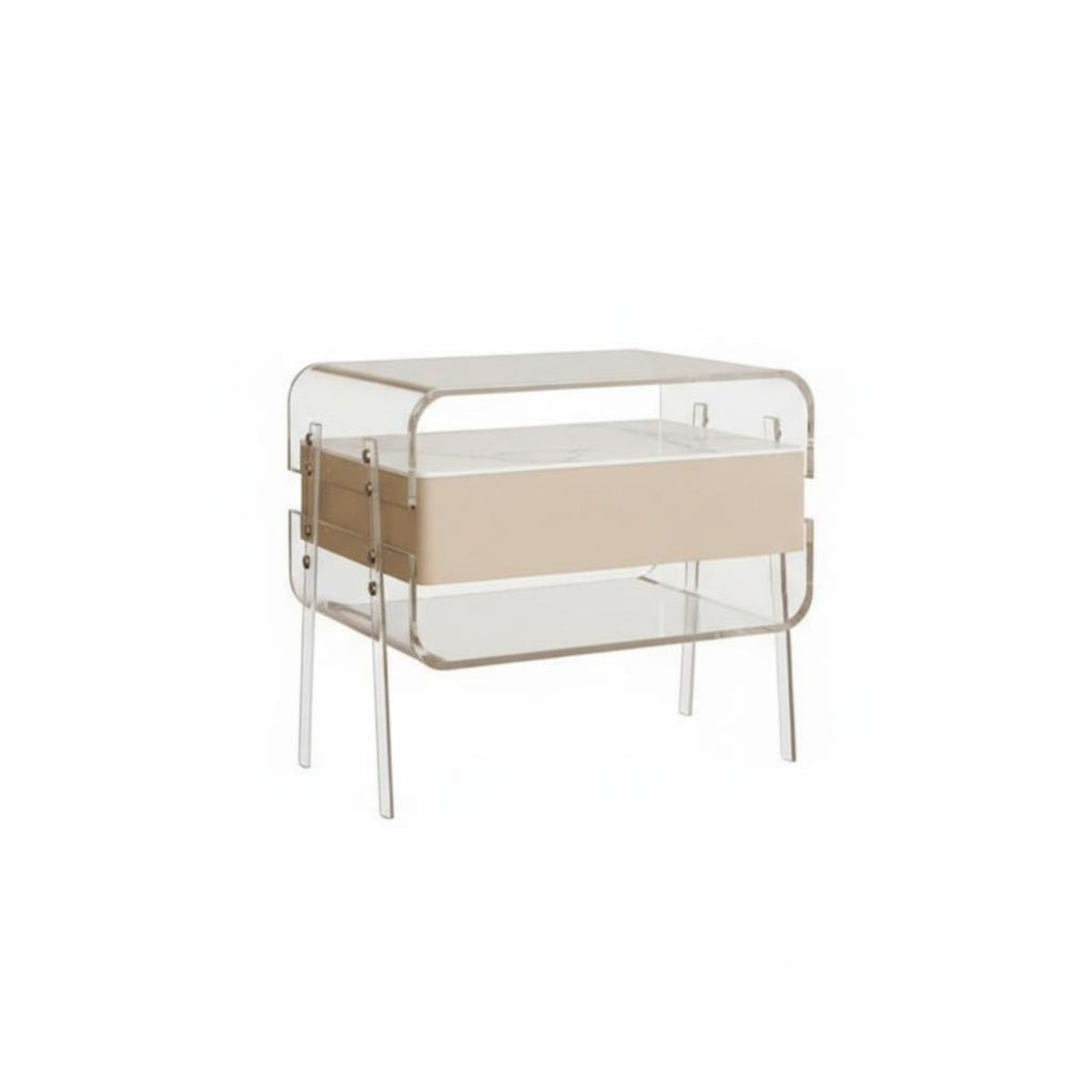 Fluted Drawer End Table Minimalist aesthetic Nightstand Easy Assembly for Guest Room