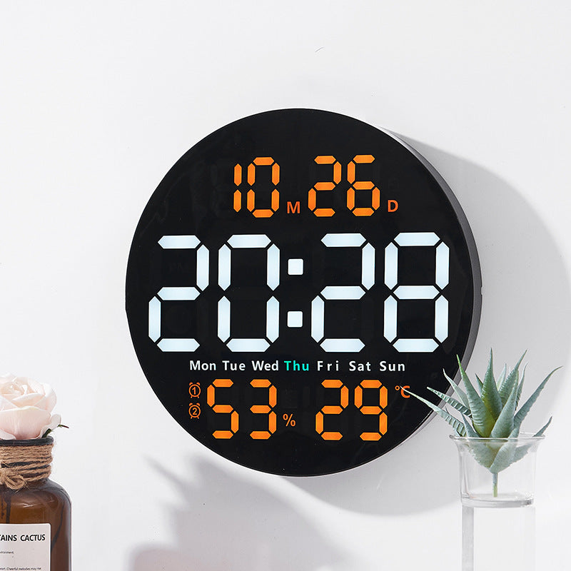 Minimalist LED Wall Clock with Temperature and Humidity Display, Model 5501