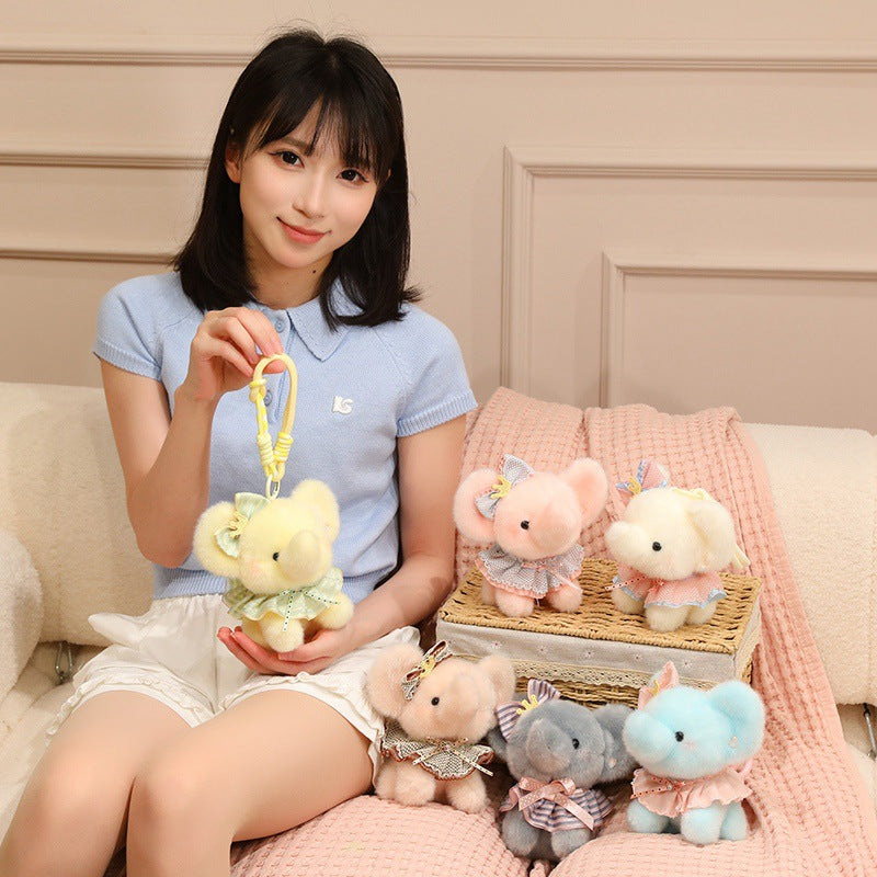 Cute Elephant Plush Toy with Keychain Attachment