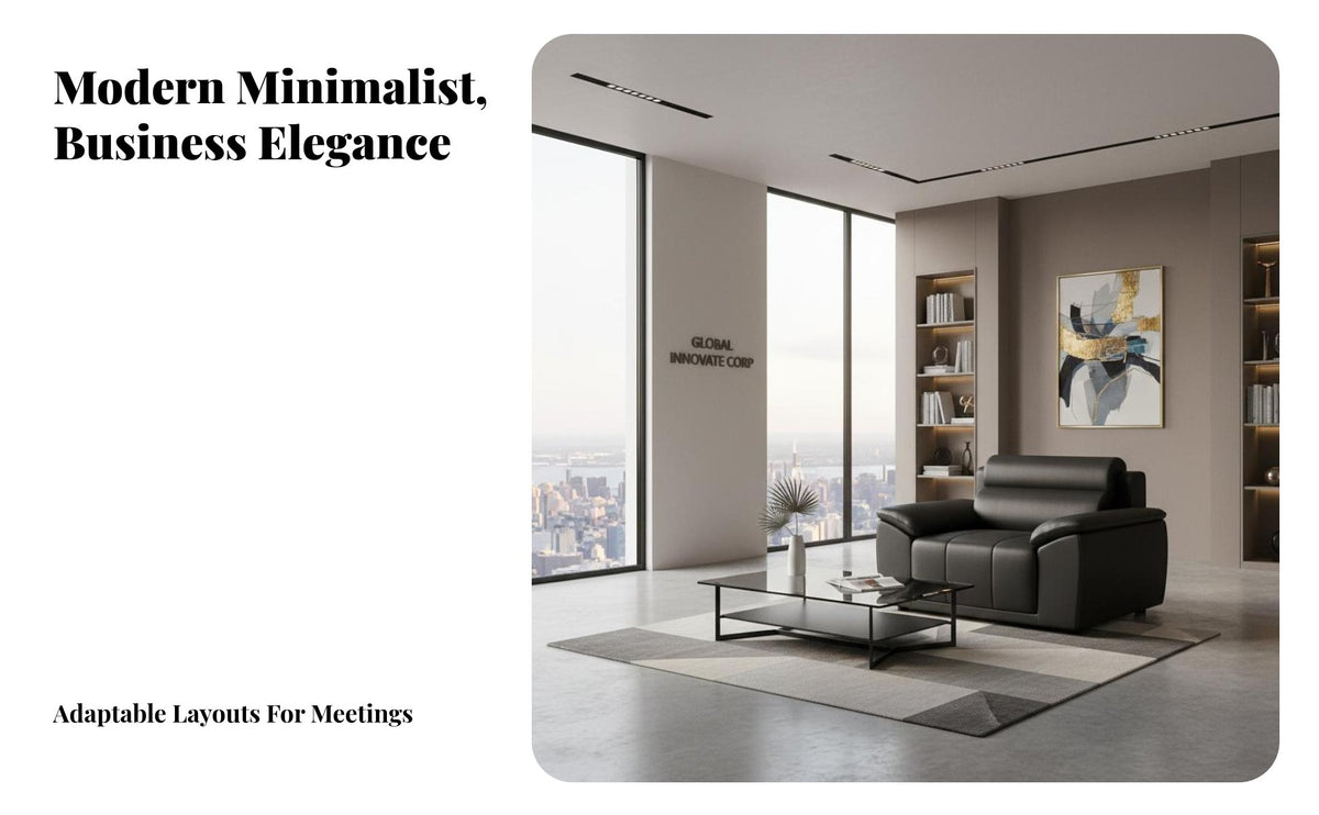 Comfortable Seating Modern Office Sofa Set Long-Lasting Construction Modern Leather Sofa Set Easy to Clean Office Lounge Furniture Wear Resistant for Corporate Buyers, Interior Designers, Clients, Waiting Room, Lobby