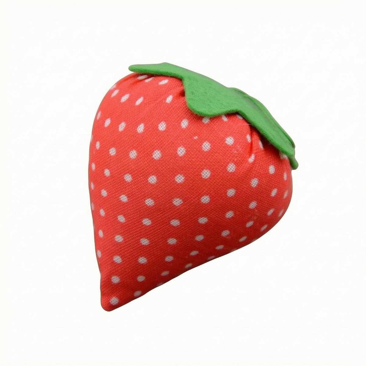 Strawberry Pin Cushion Set Tapered End Polka Dot Fabric Soft Stuffed Body Needle Holder with Decorative Accent Suitable for Sewing Desk Repair Craft Organizer