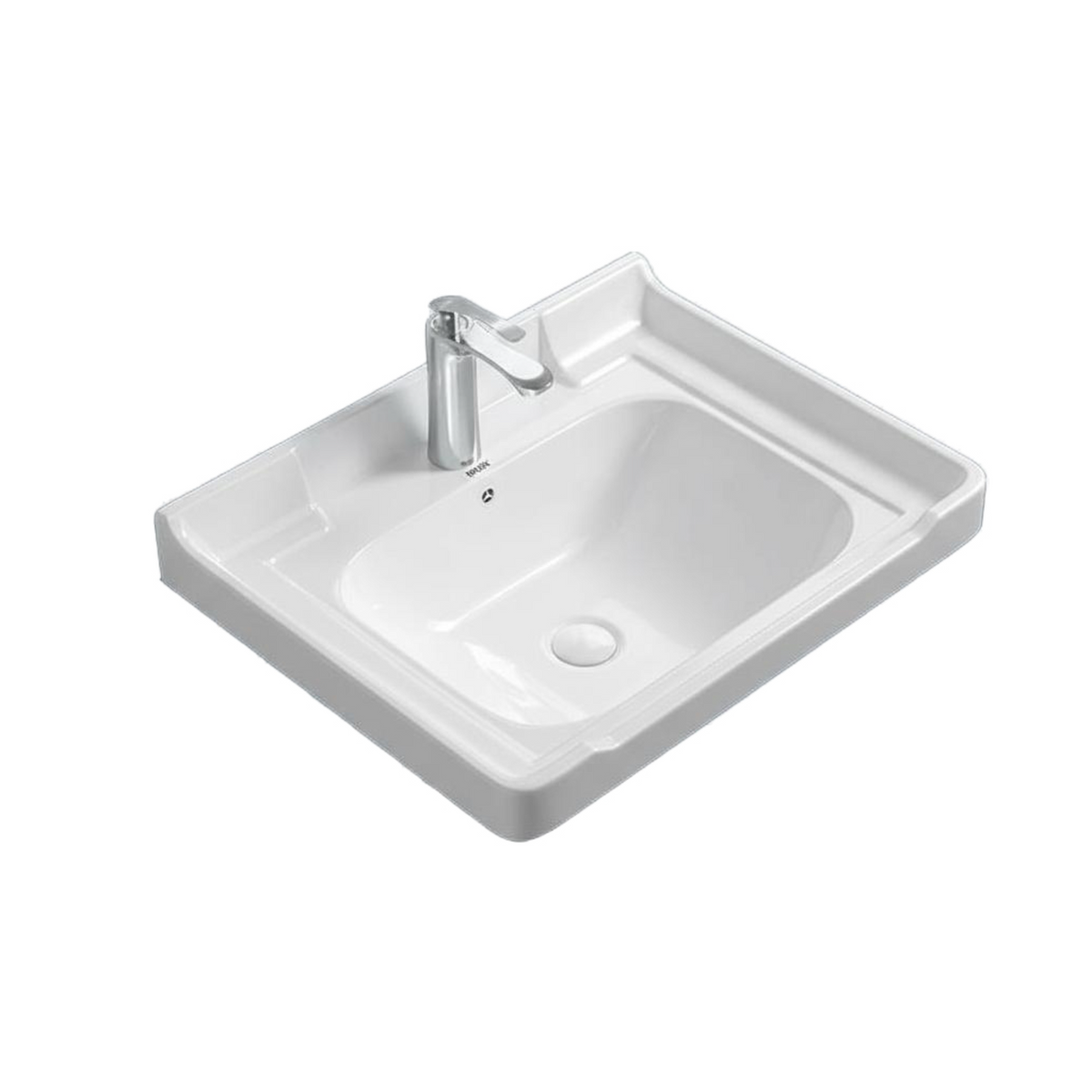 Rectangular ceramic vanity sink, alabaster finish
