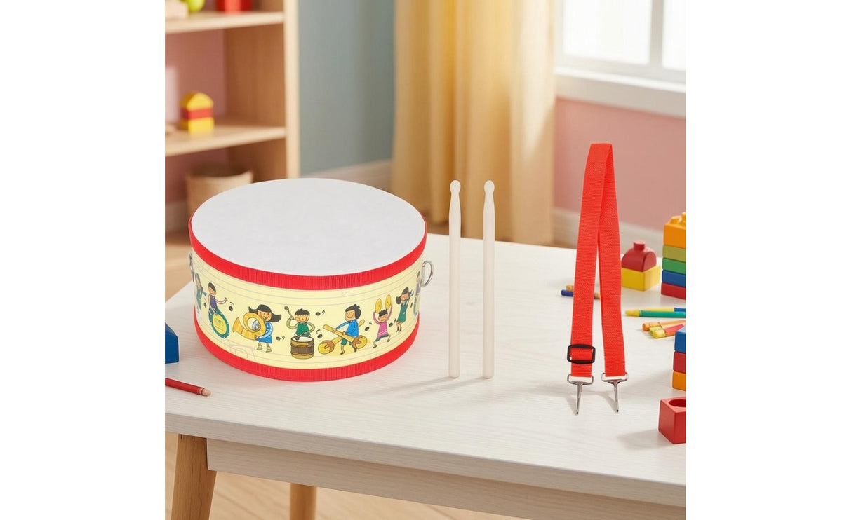 Children's Drum with Mallet and Carrying Strap Double-Sided Drum with Shoulder Strap Small Percussion Instrument for Kids, Beginners, Classroom, Home