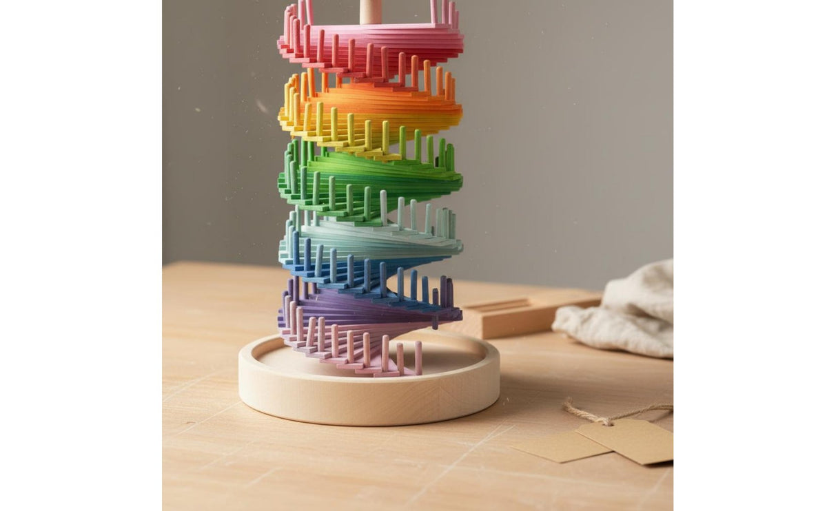 Early Education Rainbow Race Spiral Structure Fine Movement Skills Spiral Ball Track Hand-Eye Coordination Color Sorting Toy Sensory Play for Preschoolers, Toddlers, Kindergarten