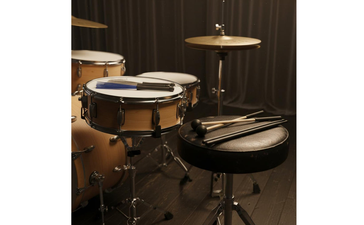 5 Pairs Drumstick and Brush Set Drumstick Bag Set Large Capacity Percussion Assortment Bundle for Beginners, Live Performance