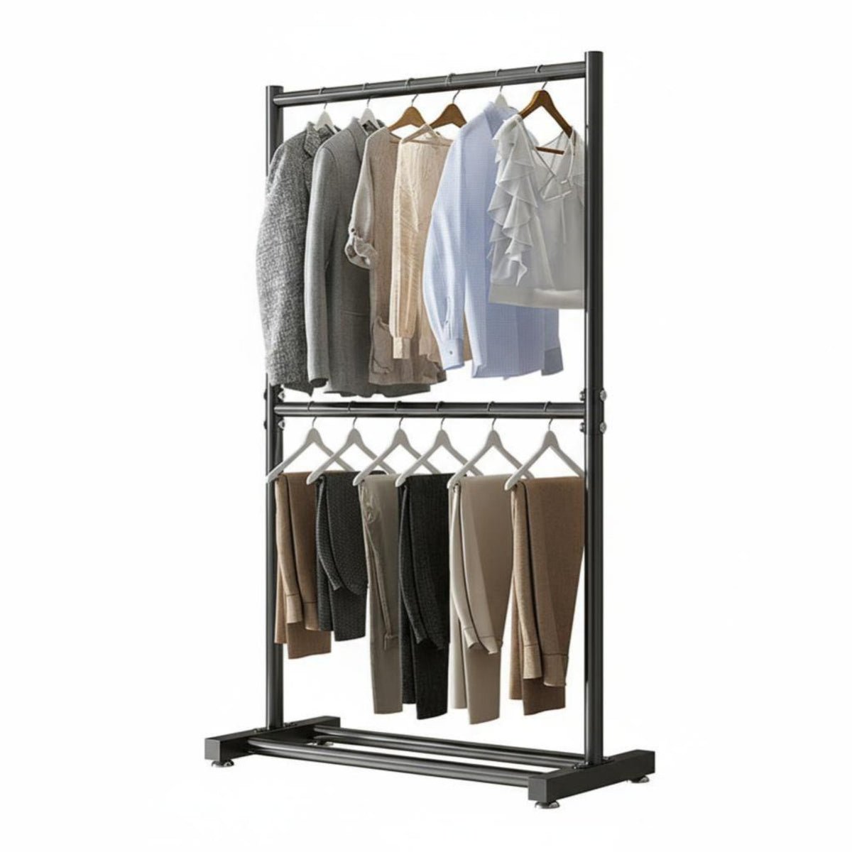 Freestanding Garment Rail Foldable Open Wardrobe System Portable Minimalist Design for Apartment Dwellers, Renters, Laundry Room