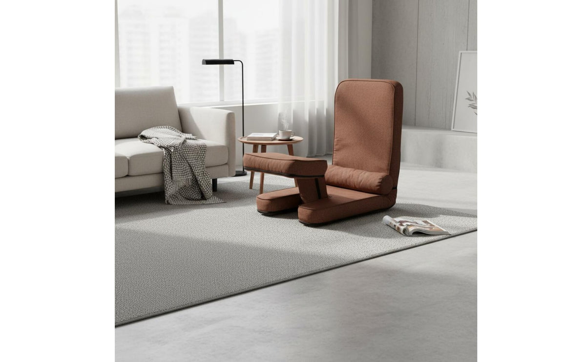 Support Reclining Tatami Chair Thick Cushioning Ergonomic Padded Floor Sofa Compact Design Reclining Floor Lounger Space Saving for Gamers, Meditators, Balcony, Small Areas, Reading Nook, Dorm Room