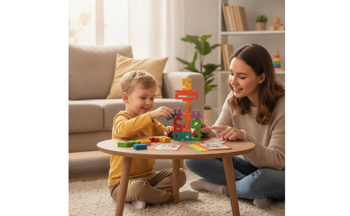 Colorful Number Blocks with Challenge Cards Educational Wooden Puzzle Learning Number Puzzle Preschool for Kindergarten