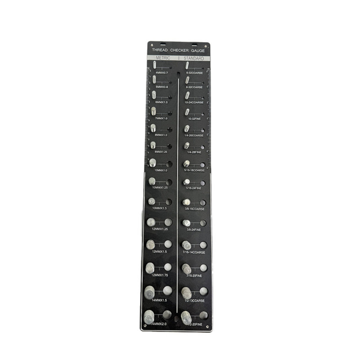 Thread Checker with Metal Inserts Aluminum Alloy Thread Pitch Measure Metric and Standard Measuring Tool for Mechanics, Workshop