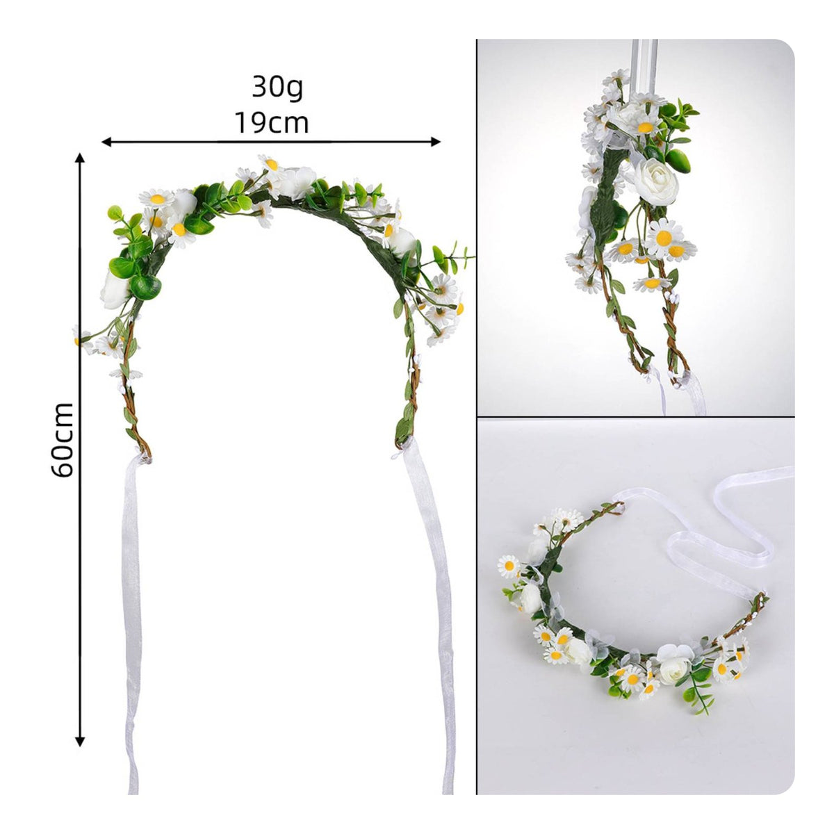 Bridal Headpiece Handmade Flower Crown Boho for Photo, Brides, Bridesmaids