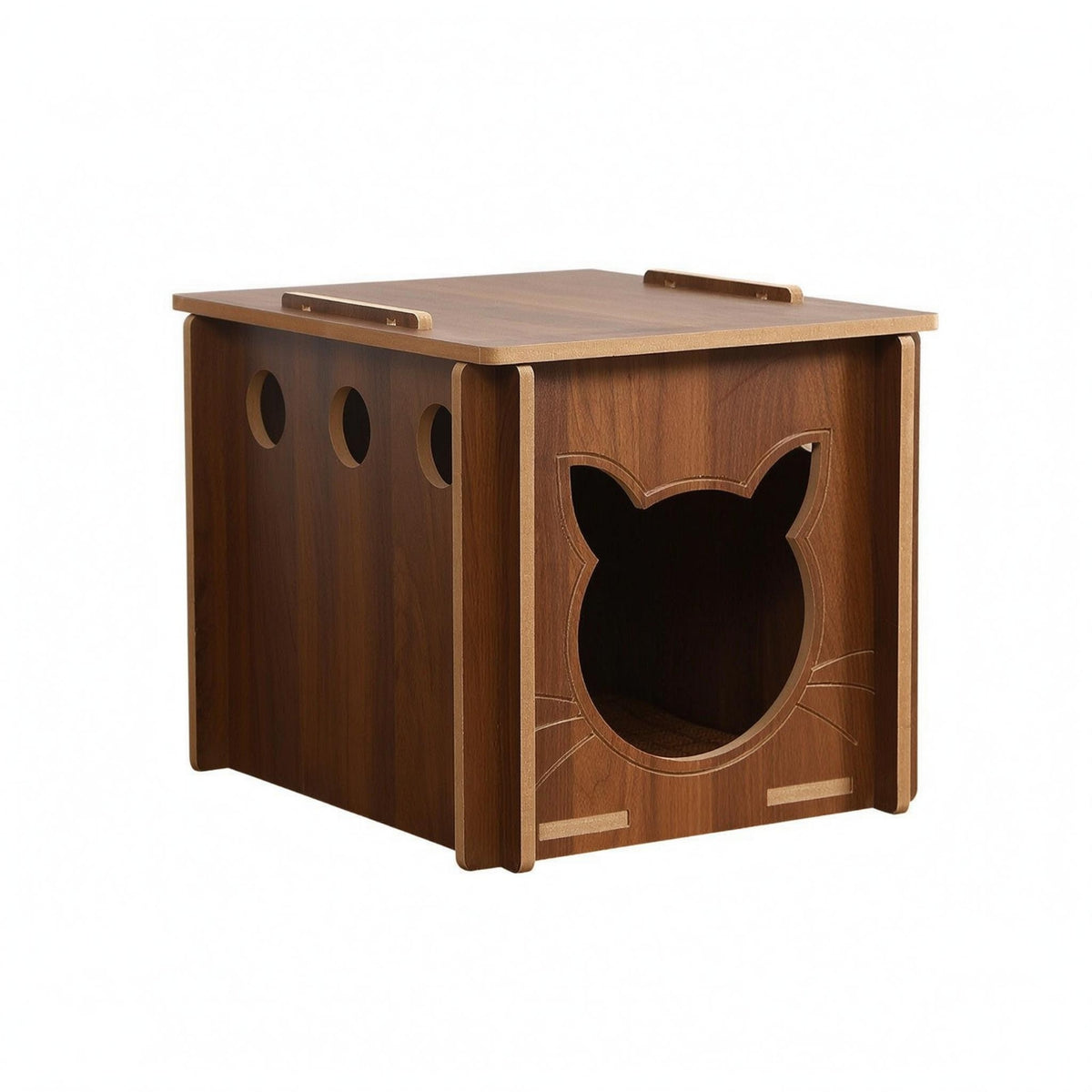 Wooden Square Feline House Ventilated Indoor Feline House Flat Top