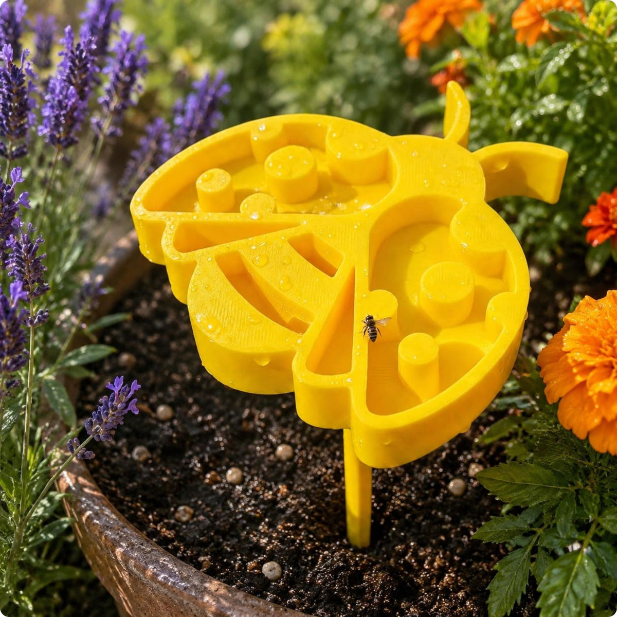 Stake-Mounted Bee Waterer Multi-Compartment Flower-Shaped Bee Watering Station