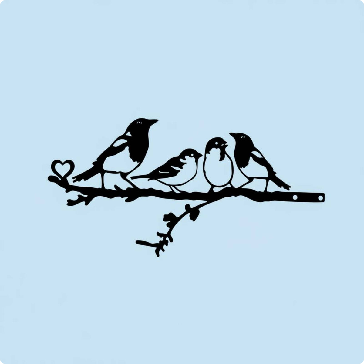 Bird Branch Outline Cutout Metal Bird Wall Decor Stake-Design for Yard