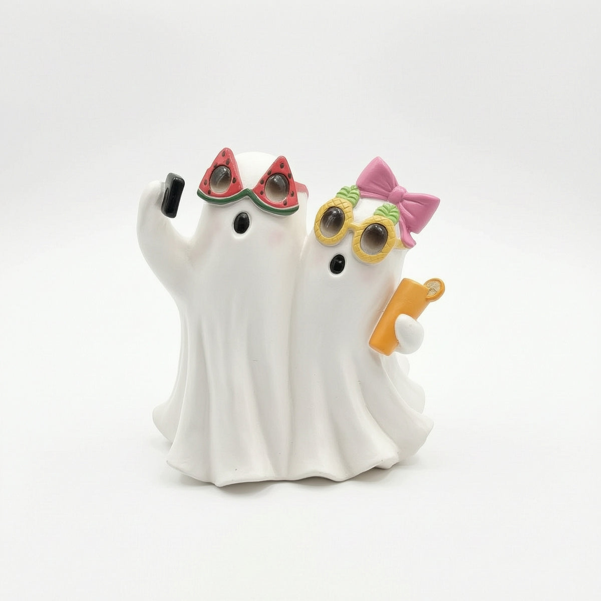 Whimsical Ghost Ornament with Sculpted Base Cute Ghost Figurine Playful Mini for Halloween Party
