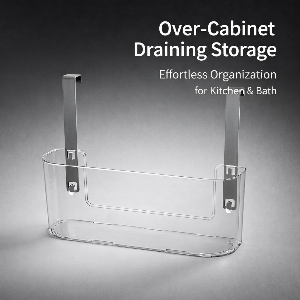 Kitchen Towel Rail and Hanging Rack for Over the Door Storage, Acrylic for Small Spaces and Students, Versatile Cupboard Hooks