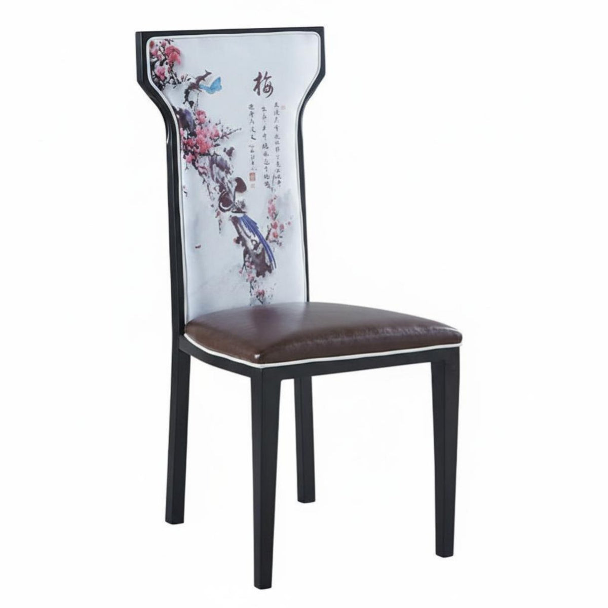 Upholstered Highrear Chair New Chinese Design Aesthetic Dining Seat Padded Padding Sturdy Frame for Hotel Managers, Banquet Hall