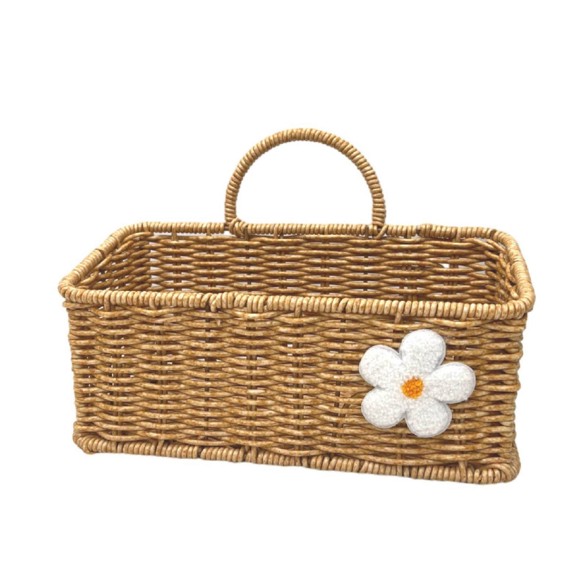 Wall Hanging Basket Wicker-Style Wall Basket with Handle Open-Top for Entryway