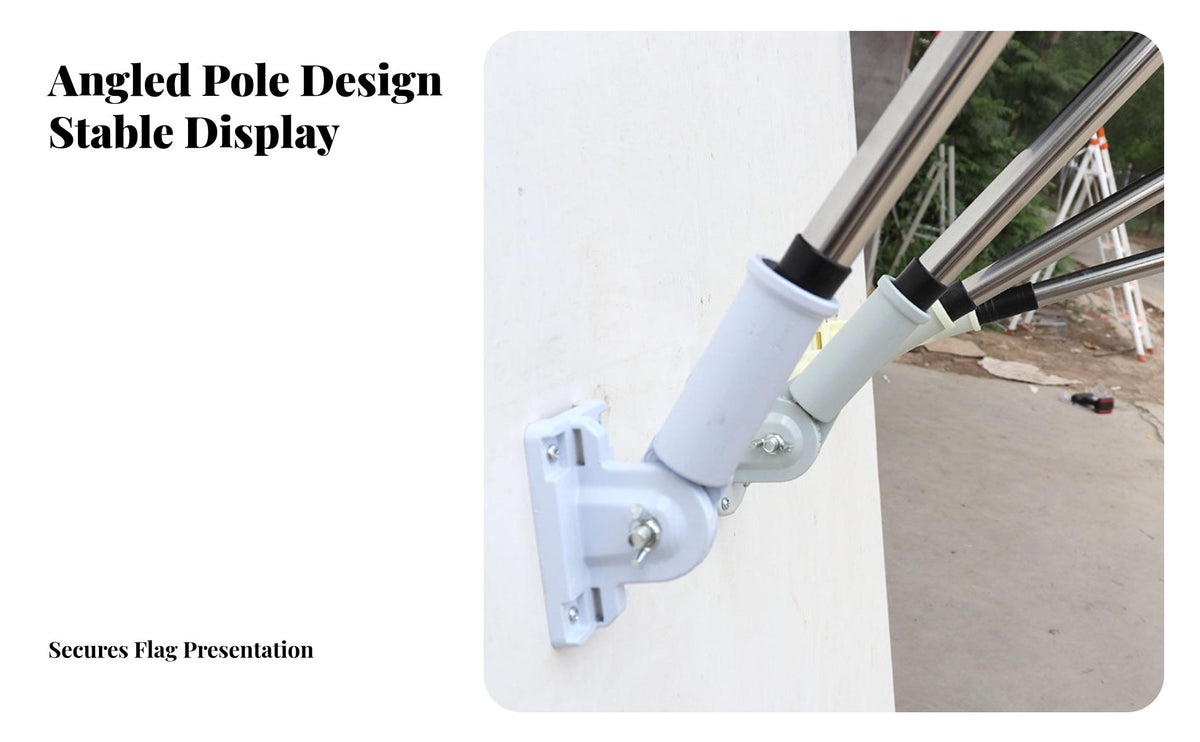 Weather Resistant Wall Mount Flagpole Bracket Rust Proof Flag Pole Mounting Bracket Heavy Duty Flag Pole Holder Two-Position Position for Homeowners, Business Owners, Patriots, Porch, Patio, House Exterior, Storefront