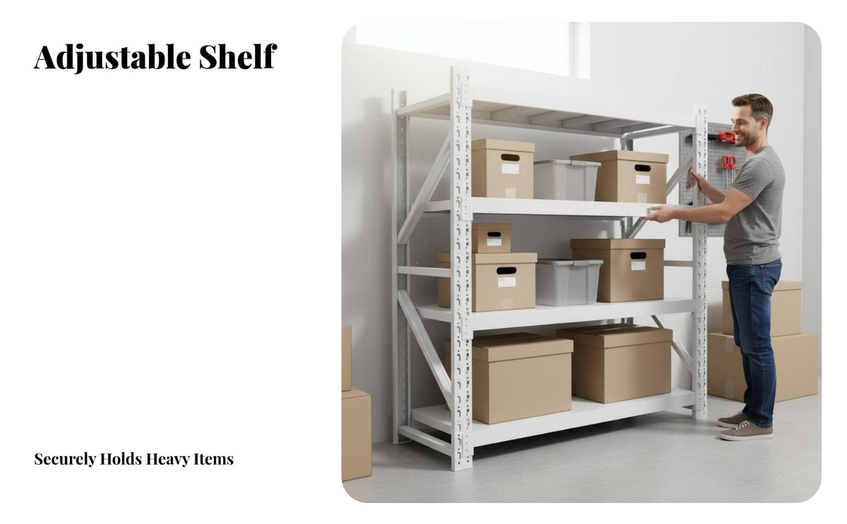 High Load Capacity Heavy-Duty Storage Rack Multipurpose Heavy Duty Garage Shelving Easy Assembly Multi-Layer Metal Shelf Scratch-Resistant Coating for DIY Enthusiasts, Workshop Owners, Warehouse Personnel, Stockroom, Basement, Pantry, Laundry Room