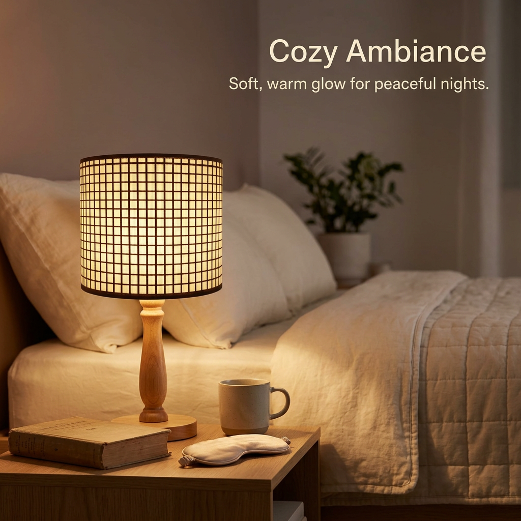 Woven Lampshade for Table Lamp, Cylindrical Lamp Shade Soft Light, Table Lamp Living Room, Lamp Shade Warm Ambiance, Artisanal Woven Lighting Shade