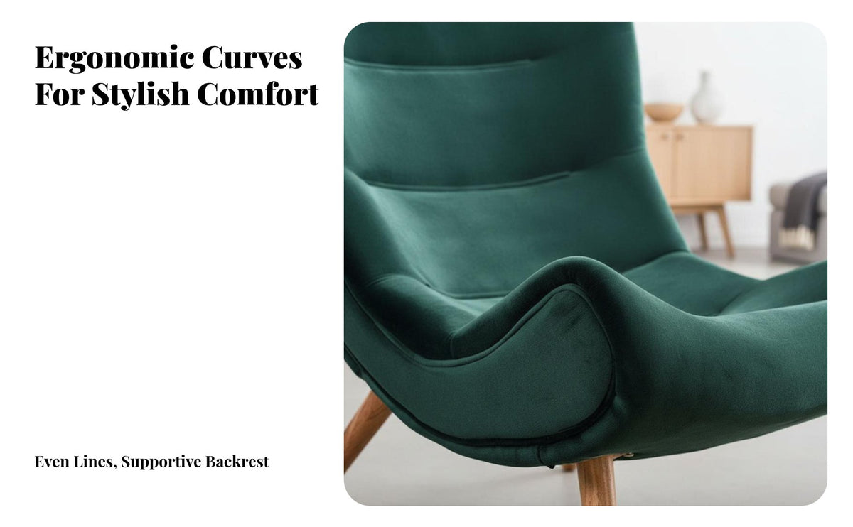 Nordic Design Upholstered Chair Ergonomic Design Indoor Seating High-Back Support Household Furnishing Padded Cushion for Apartment Dwellers, Students, Homeowners, Living Room, Bedroom, Reading Nook, Home Office
