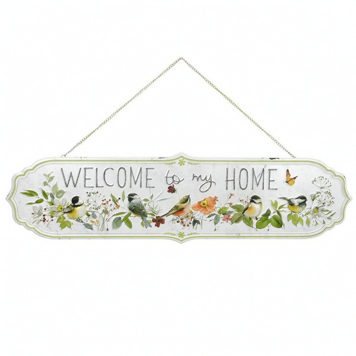 Hanging Metal Plaque with Chain Floral Decorative Hanging Decor Lightweight