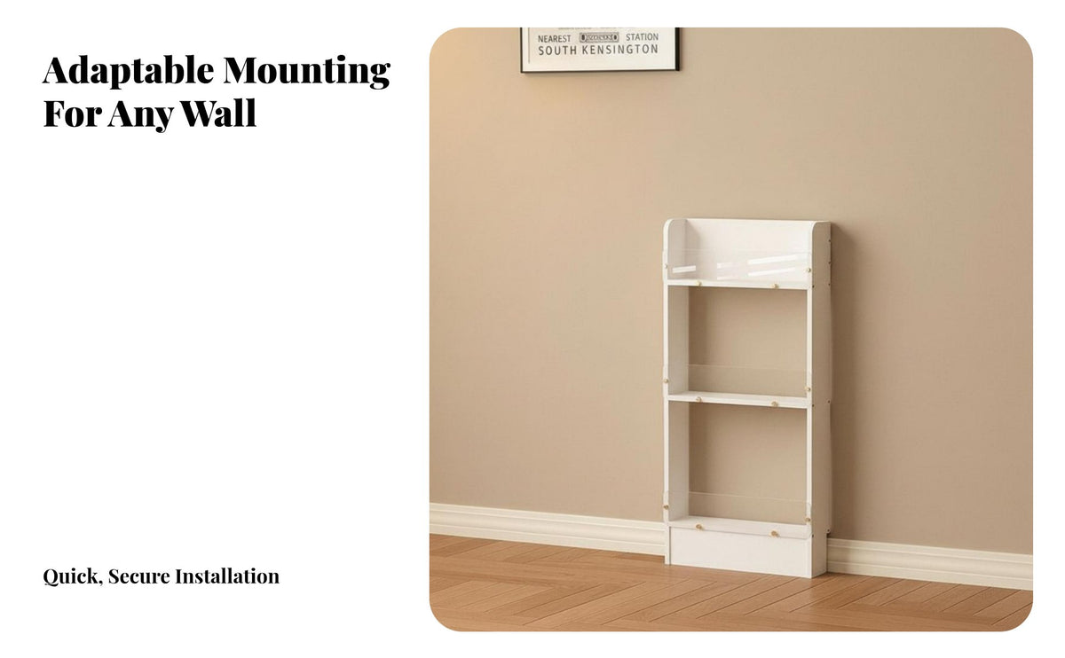 Strong Load-Bearing Slim Narrow Shelf Sturdy Slim Multi-Tier Rack Large Capacity Space-Saving Organizer Easy to Assemble for Apartment Dwellers, Book Lovers, Narrow Areas, Behind the Door, Study Room, Home Office