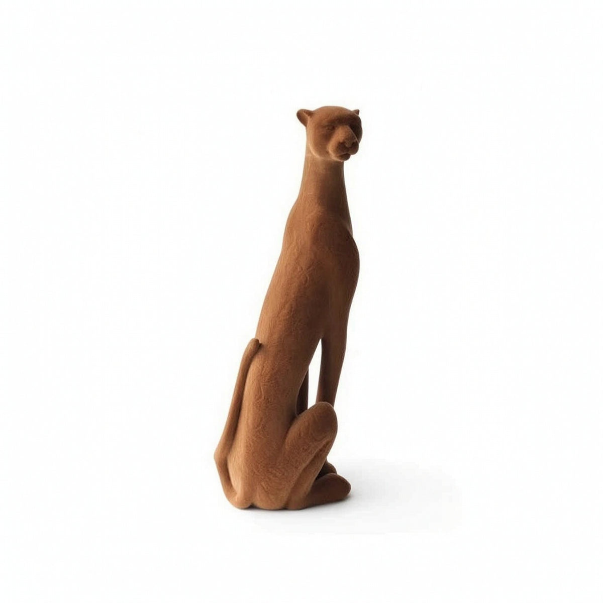 Leopard Figurine Flocked Leopard Statue Velvet-Textured Ornament for Decorators, Shelf