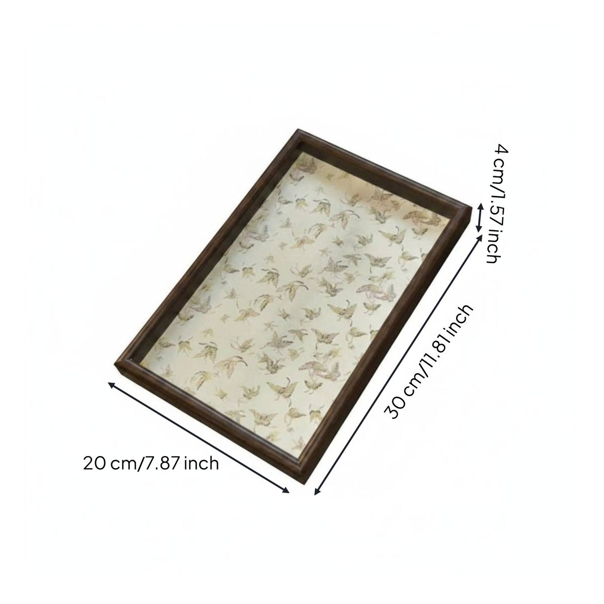 Floral Tray Multipurpose Walnut Frame Tray Easy to Clean for Tabletop
