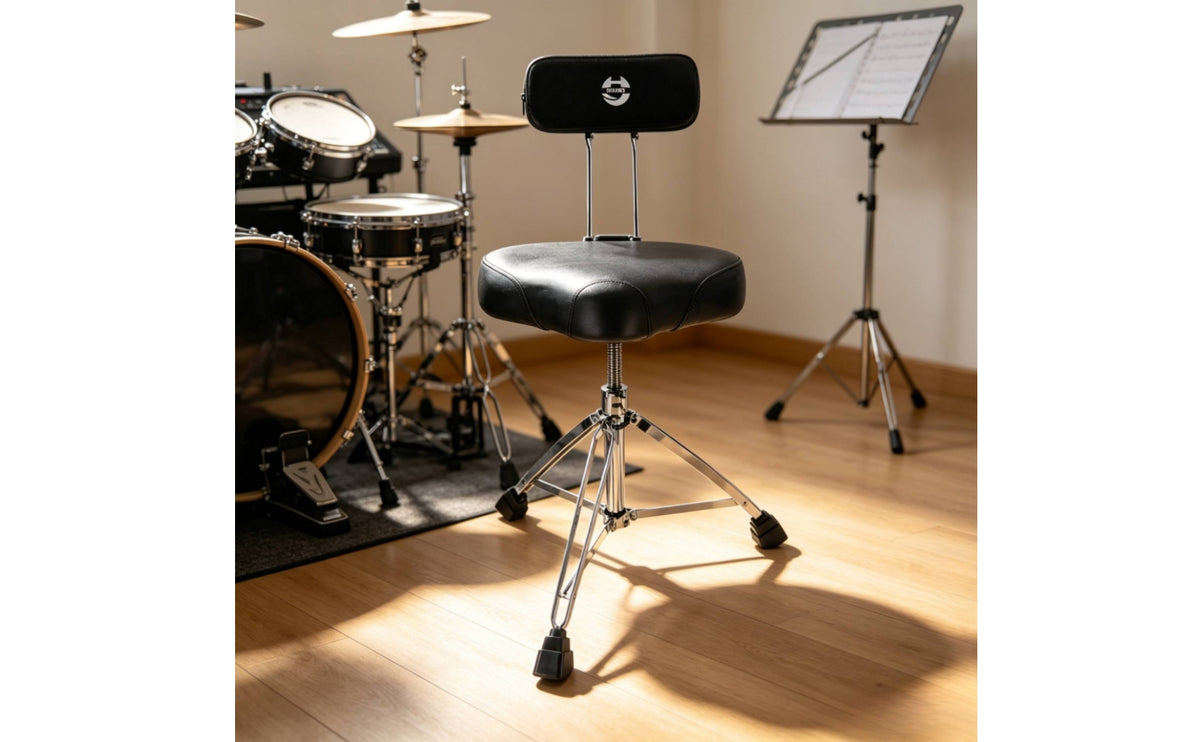 Drum Stool with Backrest Height Adjustable Drum Throne with Backrest Ergonomic Furniture for Keyboard Instrumentalists, Stage Performance