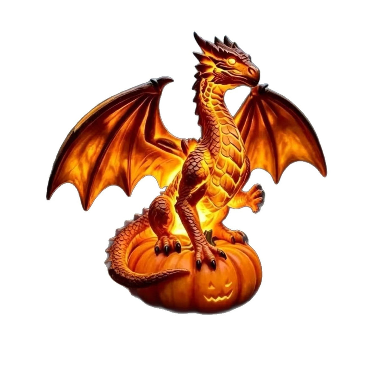 Dragon-Adorned Pumpkin Halloween Pumpkin Figurine with Dragon Decorative for Desk