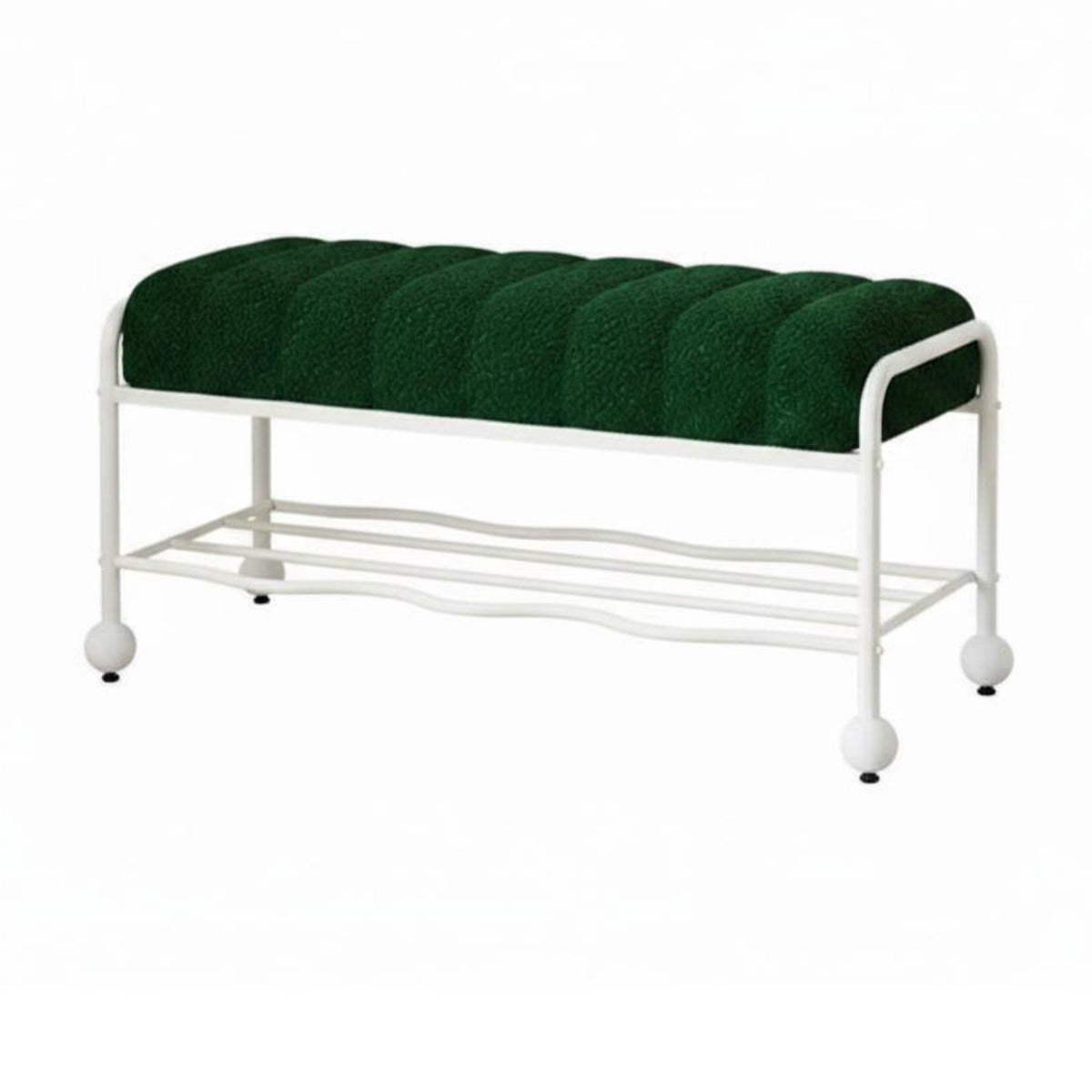 Padded Shoe Rack Bench Space-Saving Curved Shoe Changing Stool for Retail shop