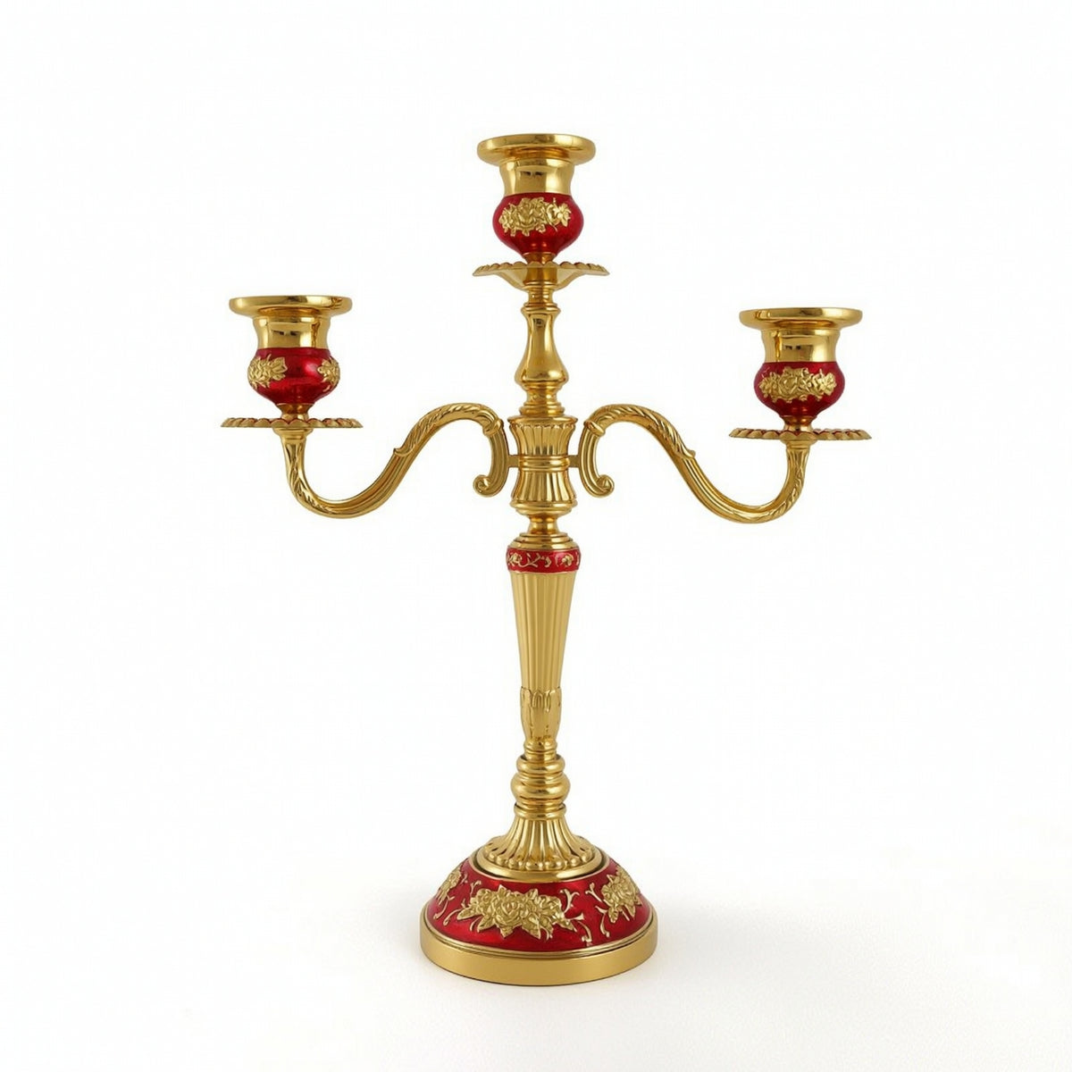 Three-Arm Candelabra Ornate 3-Arm Candle Holder Embossed for Dining Table