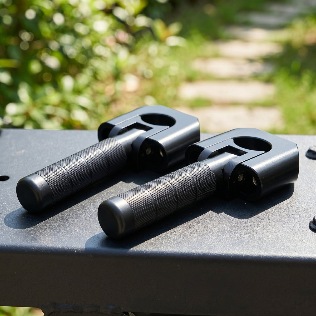 Motorcycle Pegs with Folding Bracket Foldable Front Footrest Knurled Front Foot Pegs for Motorcyclists, Riders