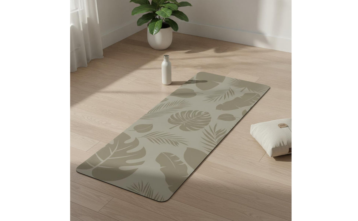 Non-Slip Exercise Mat with Leaf Print Printed Exercise Mat Cushioned Eco-Friendly for Yogis